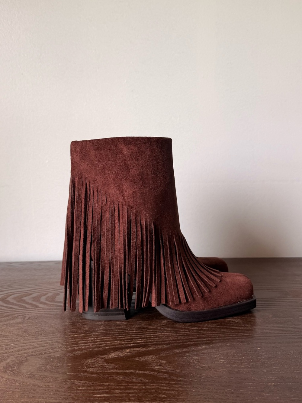 Faux Suede Fringe Booties - Picture 5 of 8